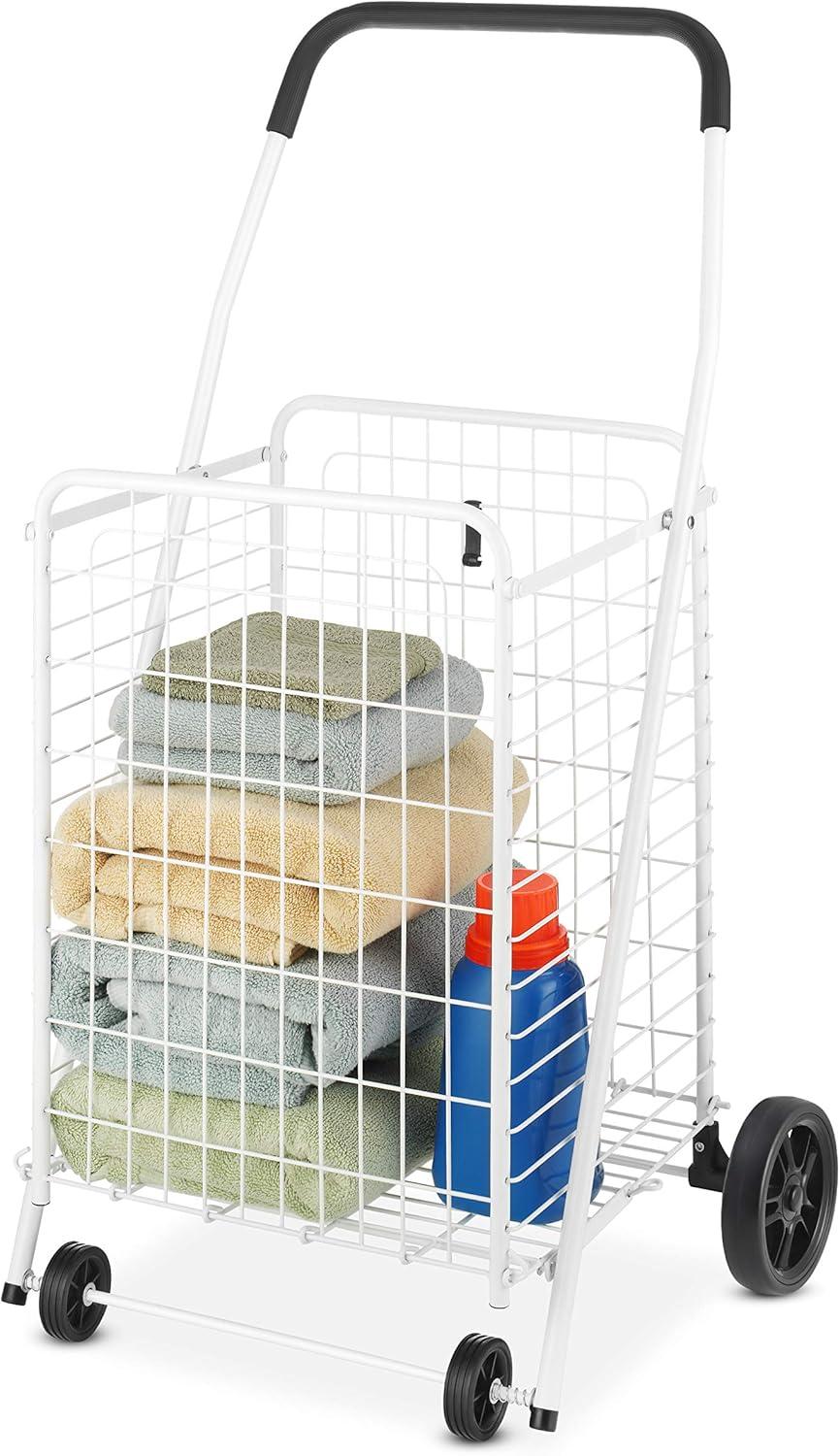 imageWhitmor Utility Cart with Adjustable Height Handle Silver Black1625D x 2125W x 3688H