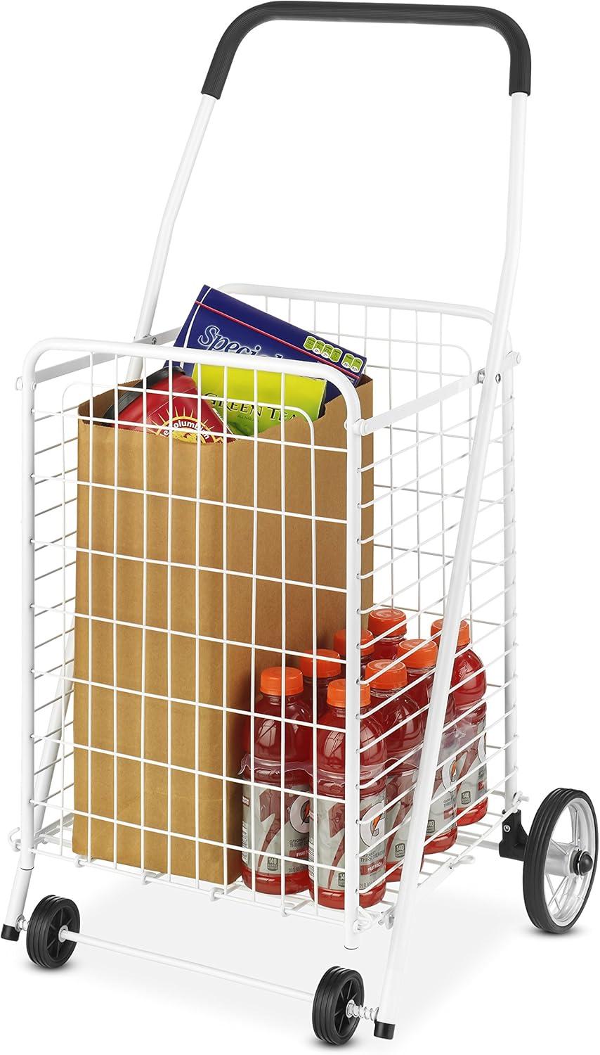 imageWhitmor Utility Cart with Adjustable Height Handle Silver Black1625D x 2125W x 3688H