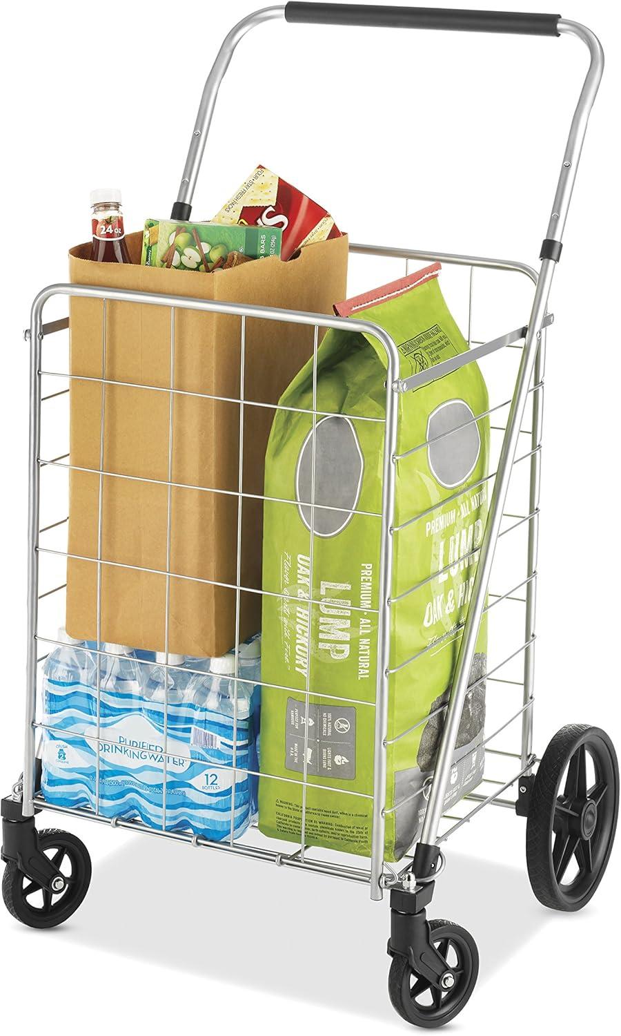 imageWhitmor Utility Cart with Adjustable Height Handle Silver Black24L x 18W x 4262H
