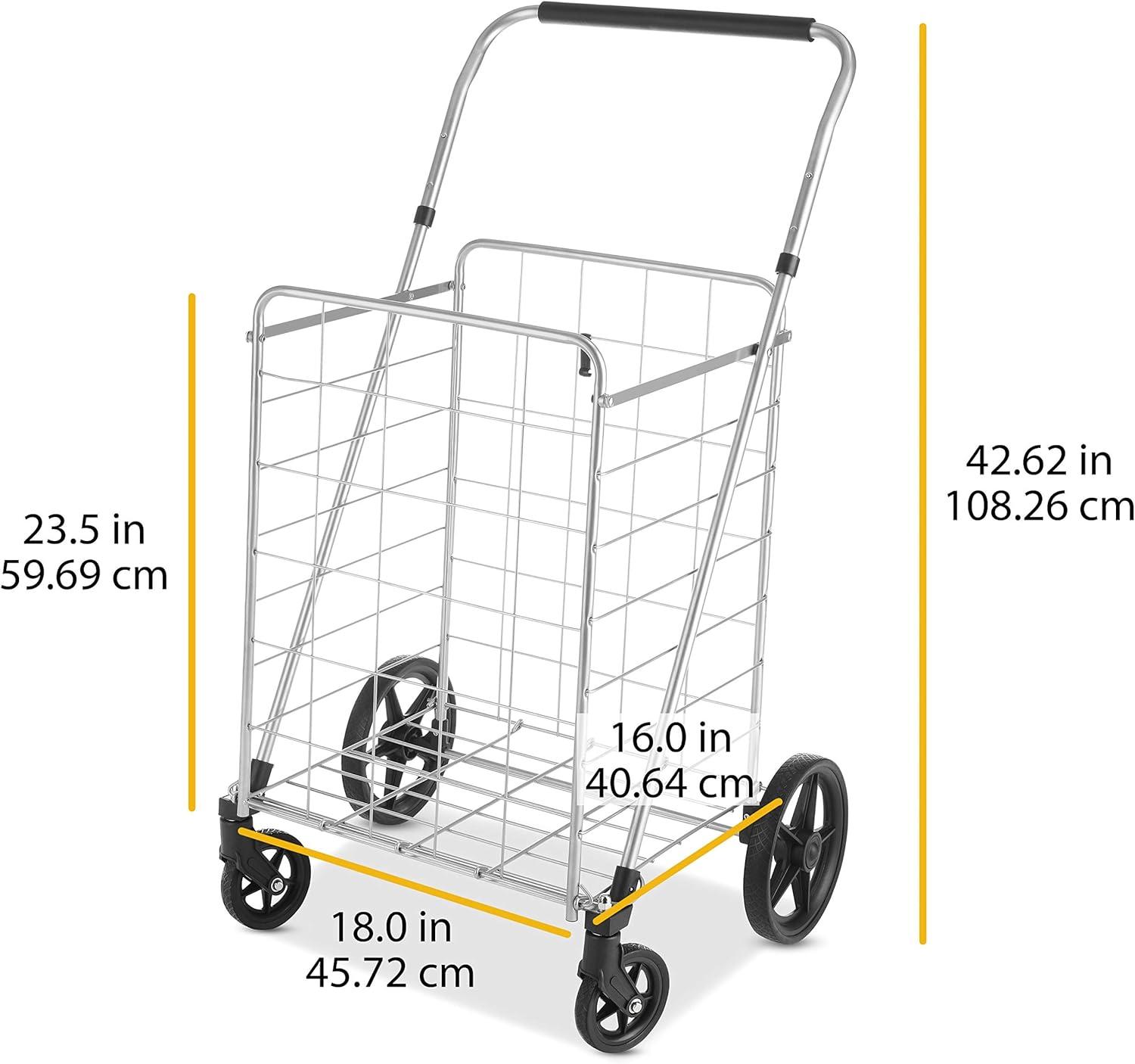 imageWhitmor Utility Cart with Adjustable Height Handle Silver Black24L x 18W x 4262H