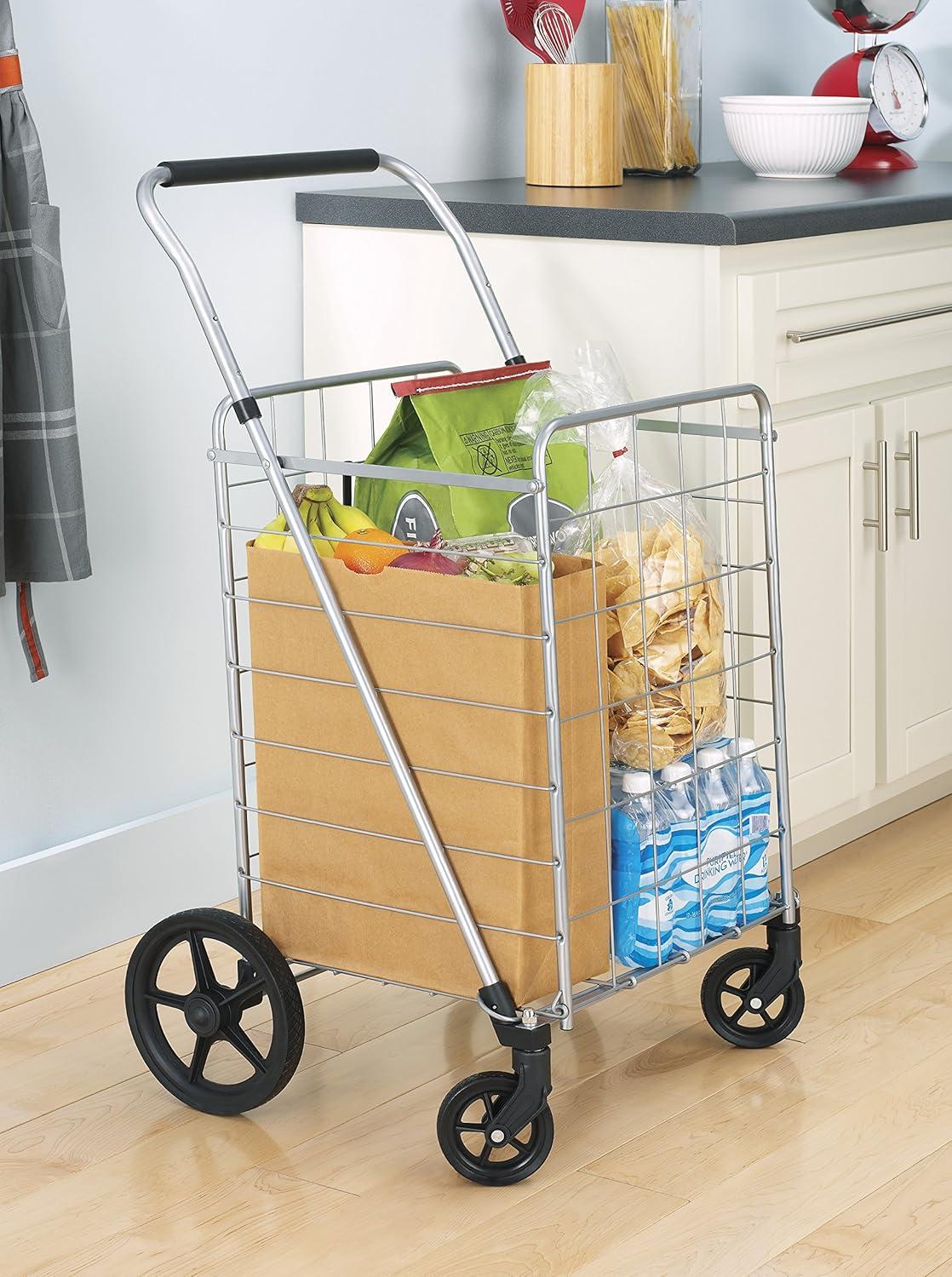 imageWhitmor Utility Cart with Adjustable Height Handle Silver Black24L x 18W x 4262H