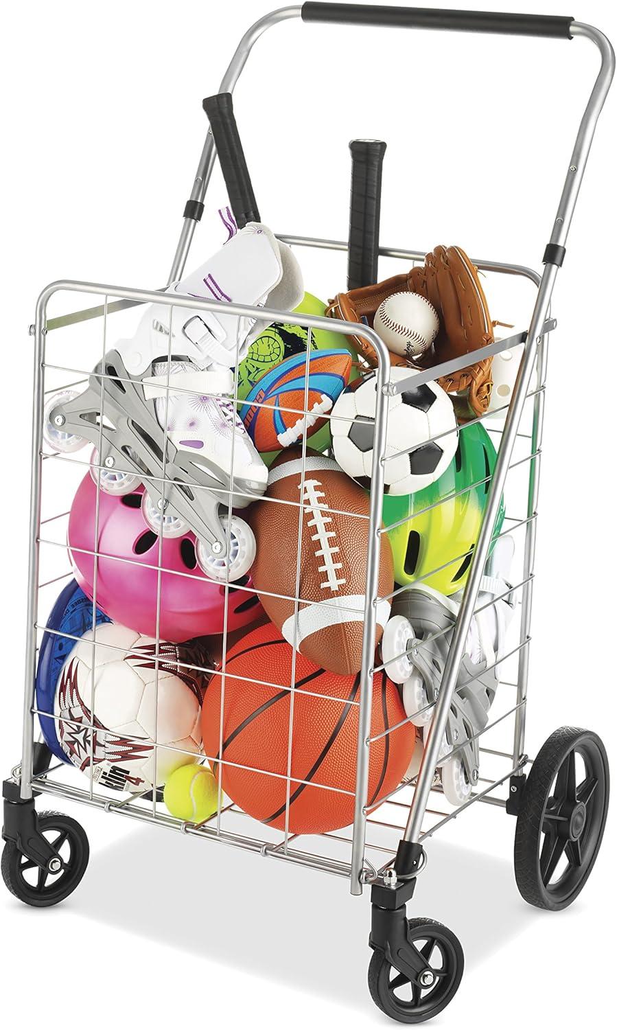 imageWhitmor Utility Cart with Adjustable Height Handle Silver Black24L x 18W x 4262H