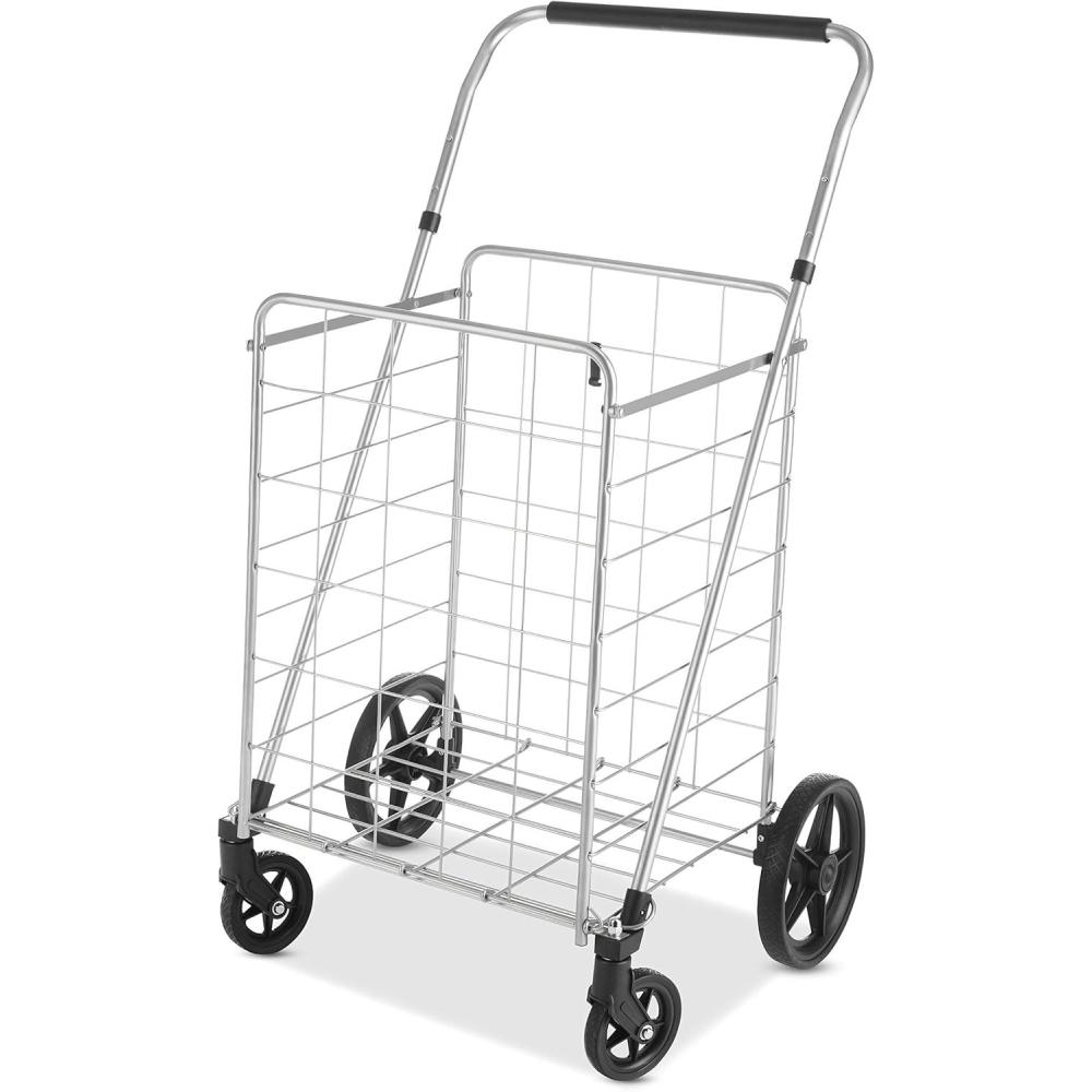 imageWhitmor Utility Cart with Adjustable Height Handle Silver Black24L x 18W x 4262H