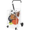 Whitmor Utility Cart with Adjustable Height Handle – Silver / Black(16.25″D x 21.25″W x 36.88″H)