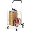 Whitmor Utility Cart with Adjustable Height Handle – Silver / Black(16.25″D x 21.25″W x 36.88″H)