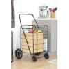 Whitmor Utility Cart with Adjustable Height Handle – Silver / Black(17.4″L x 16.4″W x 40.12″H)