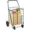 Whitmor Utility Cart with Adjustable Height Handle – Silver / Black(17.4″L x 16.4″W x 40.12″H)