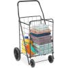 Whitmor Utility Cart with Adjustable Height Handle – Silver / Black(17.4″L x 16.4″W x 40.12″H)
