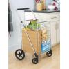 Whitmor Utility Cart with Adjustable Height Handle – Silver / Black(24″L x 18″W x 42.62″H)