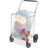 Whitmor Utility Cart with Adjustable Height Handle – Silver / Black(24″L x 18″W x 42.62″H)