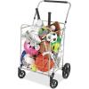 Whitmor Utility Cart with Adjustable Height Handle – Silver / Black(24″L x 18″W x 42.62″H)