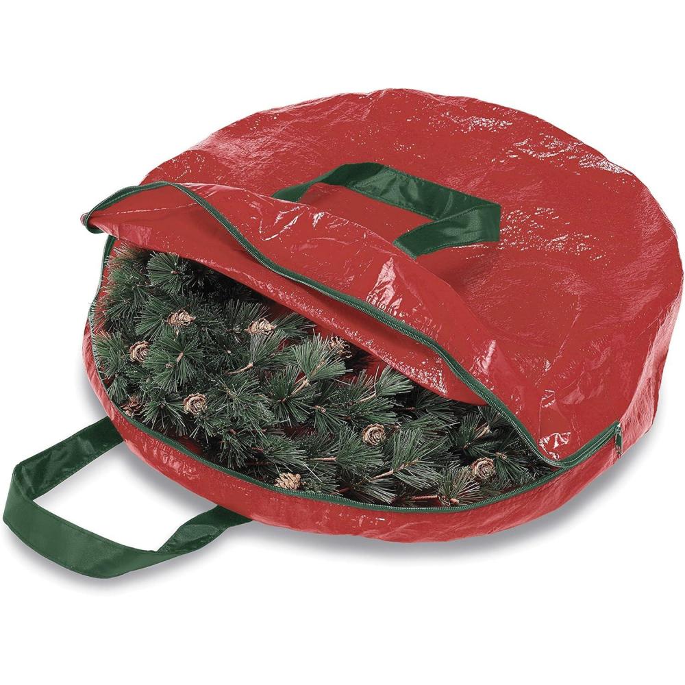 imageWhitmor Christmas Wreath amp Garland Storage for 24 WreathRed24L x 24W x 8H