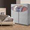 Wardrobe Clothes Storage Organizer Closet with Hanging Rack – Extra Wide – Grey Color – No-Tool Assembly – Extra Strong and Durable – 60″ L x 19.5″ W x 64″(Grey)