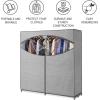 Wardrobe Clothes Storage Organizer Closet with Hanging Rack – Extra Wide – Grey Color – No-Tool Assembly – Extra Strong and Durable – 60″ L x 19.5″ W x 64″(Grey)