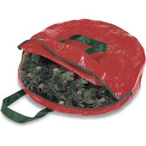Whitmor Christmas Wreath & Garland Storage for 24″ Wreath,Red(24″L x 24″W x 8″H)