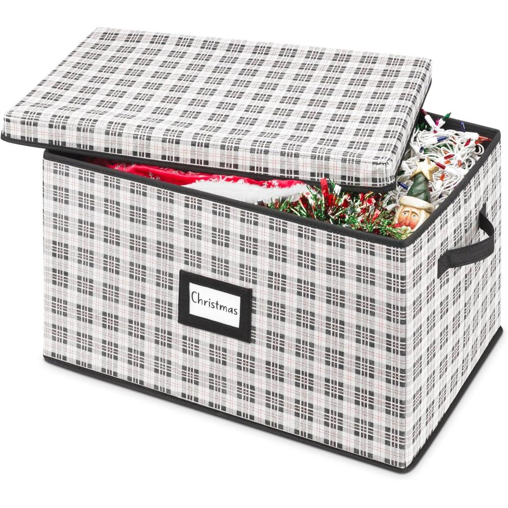 imageWhitmor Christmas Light Box Organizer Red with Green TrimPlaid