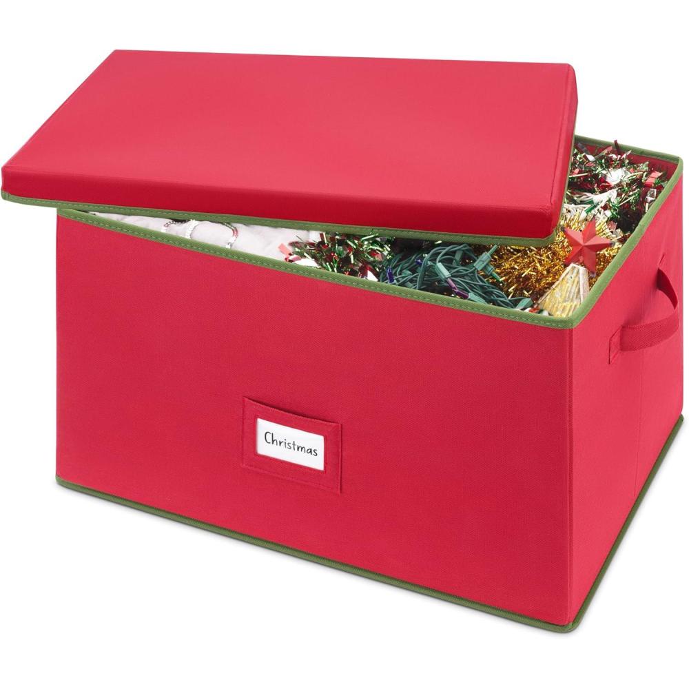 imageWhitmor Christmas Light Box Organizer Red with Green TrimRed