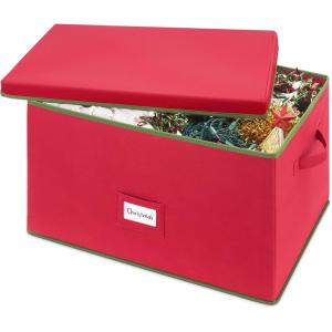 Whitmor Christmas Light Box Organizer Red with Green Trim(Red)