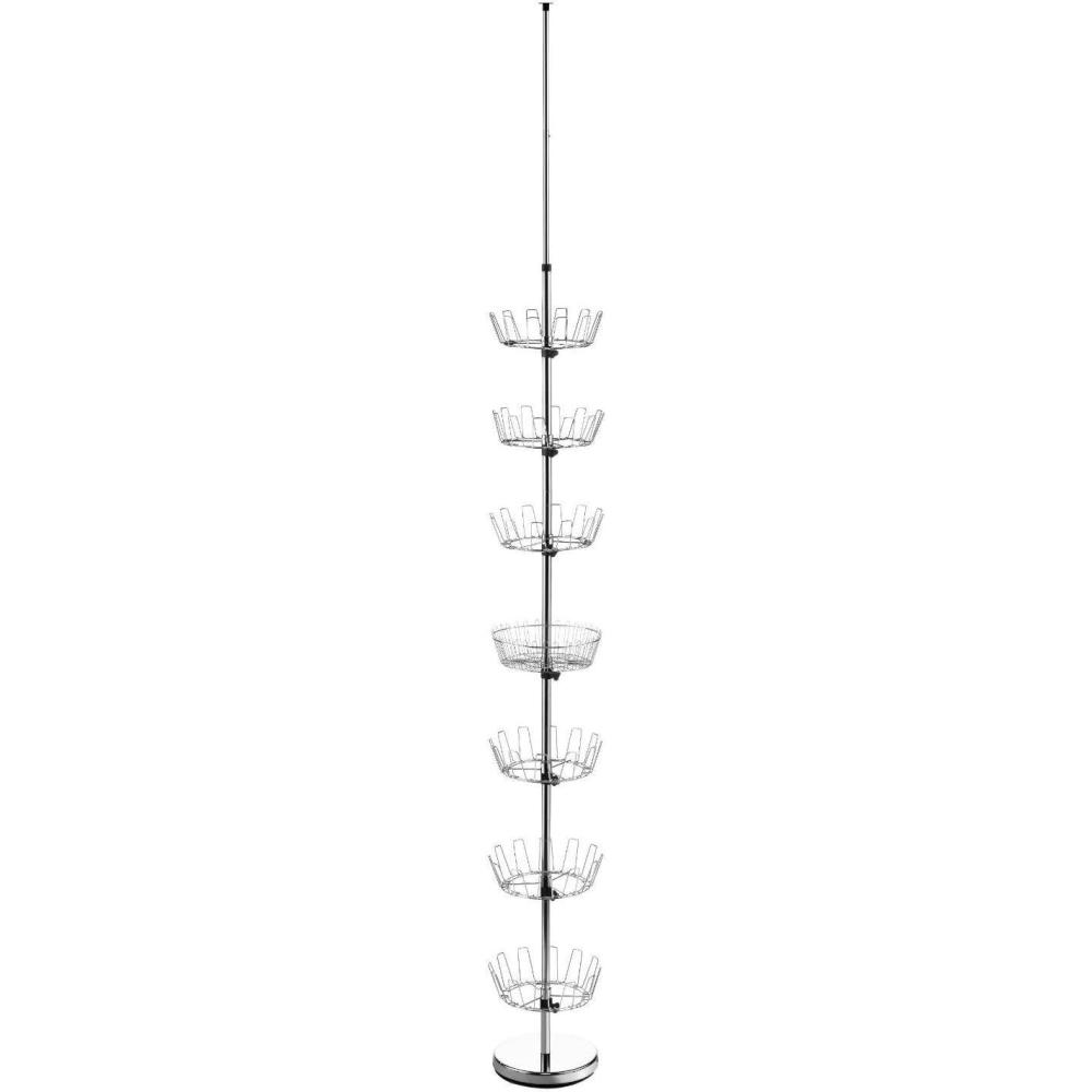 imageWhitmor 6 Tier FloorToCeiling Shoe Spinner Adjustable with Basket7Tier