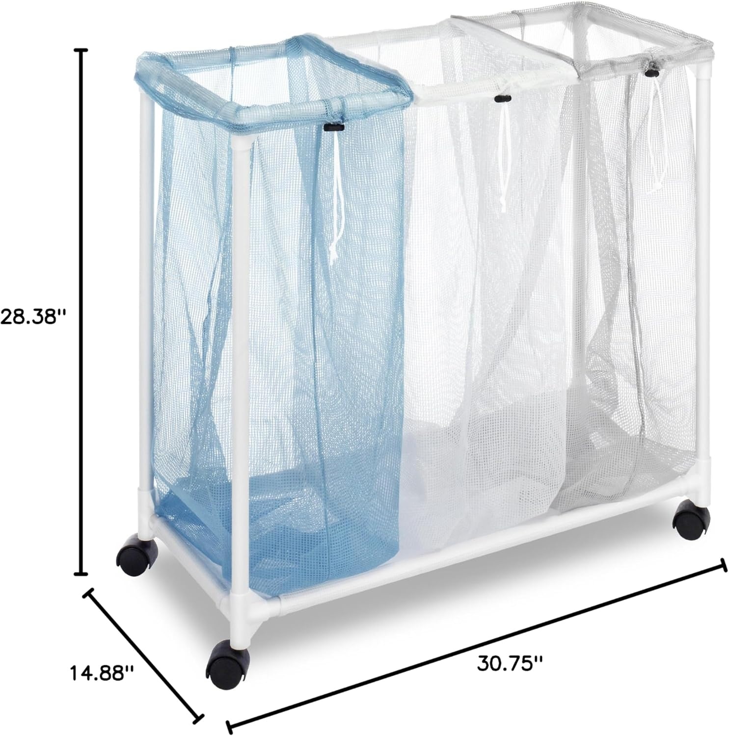 imageWhitmor Triple Laundry Sorter with Wheels