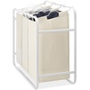 Whitmor Retro Triple Laundry Sorter with 3 Removable Canvas Bags – White & Canvas