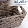 Whitmor Woven Storage Basket for Shelves, Plastic Wicker Organizer Bin with Handles, Metal Structure Decorative Shelf Tote for Closet, Bathroom, Pantry & Office Organization, Brown, Medium-Compact(Gray Wash)
