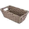 Whitmor Woven Storage Basket for Shelves, Plastic Wicker Organizer Bin with Handles, Metal Structure Decorative Shelf Tote for Closet, Bathroom, Pantry & Office Organization, Brown, Medium-Compact(Gray Wash)