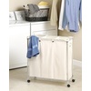 Whitmor 3 Section Rolling Supreme Laundry Sorter with Removable Canvas Bags(Canvas)
