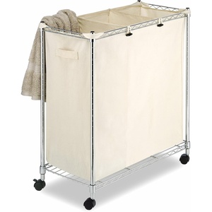 Whitmor 3 Section Rolling Supreme Laundry Sorter with Removable Canvas Bags(Canvas)